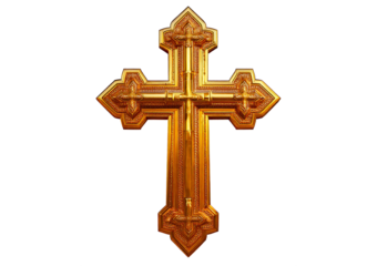 Golden crosses isolated on a transparent or white background