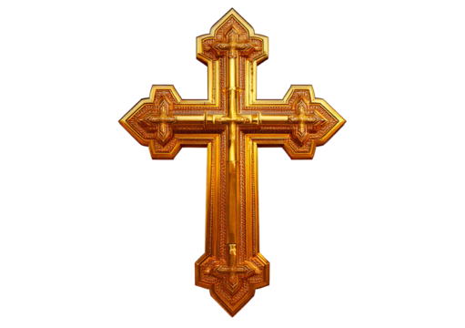 Golden crosses isolated on a transparent or white background