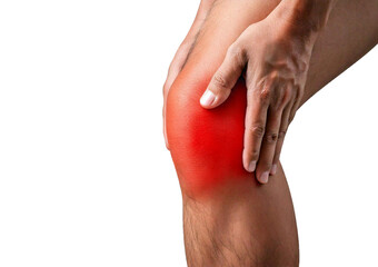 Inflamed knee (Turns slightly red). isolated on transparent or white background