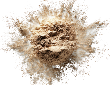 Light brown powder erupting in a cloud