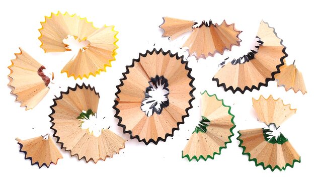 Colorful pencil shavings scattered