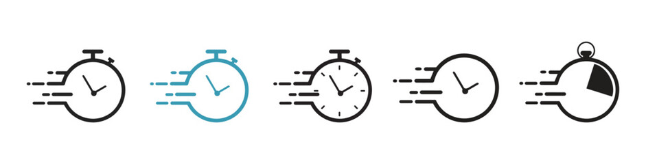 Fast time icon vector simple design, speed time vector icons set isolated on a white background vector illustration

