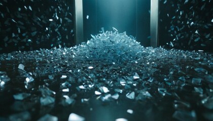 A floating archive of crystalline memory shards, each pulsing with emotional light frequencies, suspended in a vacuum chamber, no archivists, 8K, cyber-emotional sci-fi