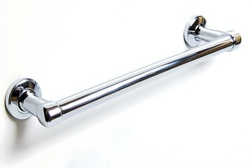 Polished chrome grab bar with round end caps, ideal for bathroom safety