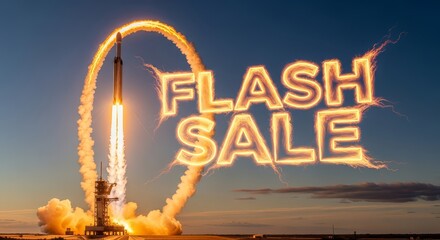 Ignite your sales with a rocket launch flash sale promotion, a dynamic and vibrant marketing campaign