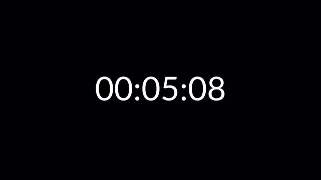 One minute countdown timer animation from 0 to 60 , 6 digit  countdown of 60 second with alpha channel , sixty second countdown timer in 4k.