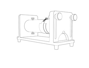 Precision Rodent Restrainer: A Monochrome Technical Drawing for Mouse and Rat Research. Detailed Wireframe Line Art for Laboratory Animal Handling, Scientific Study, and Preclinical Drug Testing.