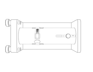 Precision Rodent Restrainer: A Monochrome Technical Drawing for Mouse and Rat Research. Detailed Wireframe Line Art for Laboratory Animal Handling, Scientific Study, and Preclinical Drug Testing.