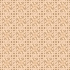 Seamless Mandala Floral Brown Pattern