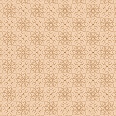 Seamless Mandala Brown Floral Pattern