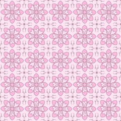 Seamless Mandala Floral Pattern on Pink Background