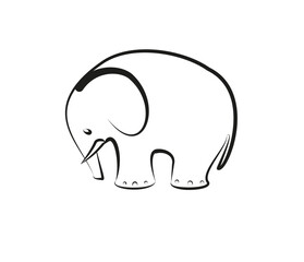 Cute cartoon elephant illustration with a simple and playful design for children’s books or educational materials