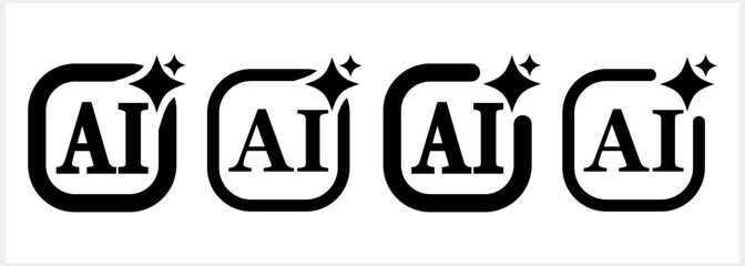 AI generated symbol isolated Stencil bitton icon Vector stock illustration