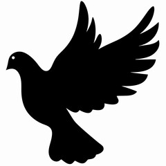 Eco Dove Black Silhouette Art Vector