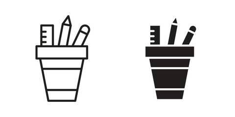 Pencil box icon symbol for logo, web, app designs.