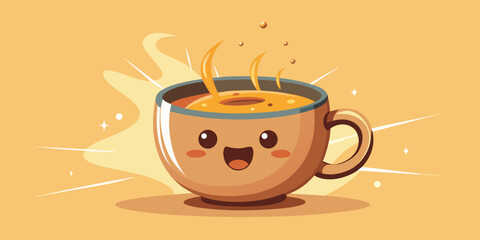 Coffee cup kawaii cartoon vector illustration graphic design.