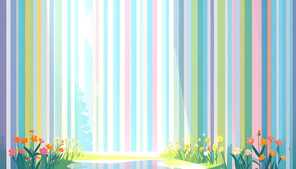 Colorful striped forest scene