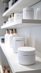 Modern skincare display shelves