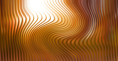 Abstract wavy golden background with light reflections and smooth texture