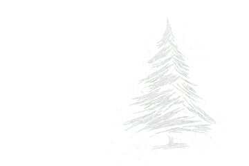 Abstract white Christmas tree graphic on black background.  Textured, stylized design