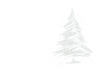 Abstract white Christmas tree graphic on black background.  Textured, stylized design