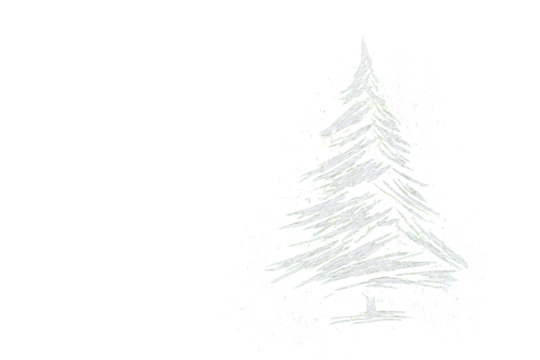 Abstract white Christmas tree graphic on black background.  Textured, stylized design