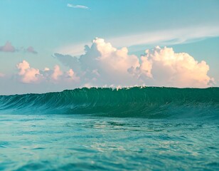 Ocean wave at sunset