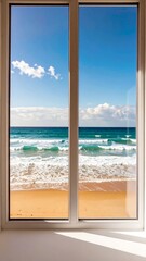 Ocean view through window