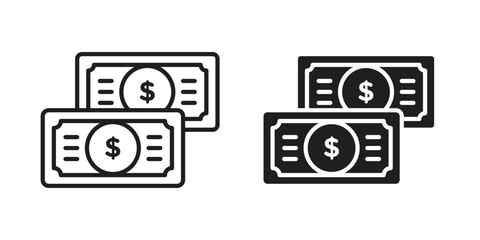 Dollar notes icon symbol for logo, web, app designs.