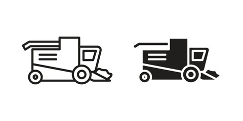 Combine harvester icon symbol for logo, web, app designs.
