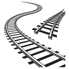 Illustration of a winding railway track, symbolizing travel, transportation, and the journey ahead, with its curving lines suggesting progress and direction
