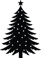 Black Christmas Tree Silhouette On White Background