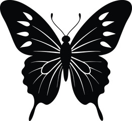 Silhouette of a Butterfly with Wing Spots and Antennae