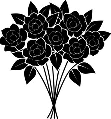 Elegant Black Floral Bouquet Silhouette