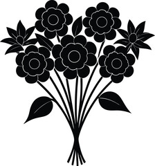 Elegant Black Rose Bouquet Silhouette