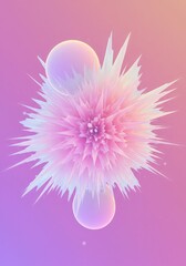 Obraz premium Abstract pink and white crystal flower with bubbles.