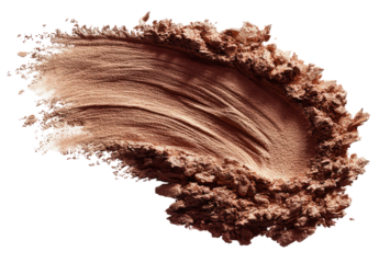 Light brown powder, swirled and dispersed
