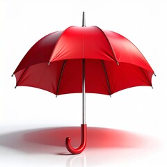 Bright red umbrella standing open, symbolizing protection, rain, and autumn weather. Perfect for seasonal, fashion, and lifestyle themes.
