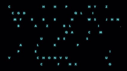 Matrix Code Rain: Green Glowing Letters on Black Background - Digital Data Stream - Powered by Adobe