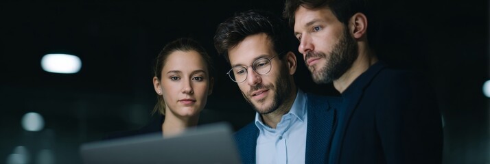 Under the moonlit glow of innovation, a focused teamCaucasian and Hispanic professionalsunravel digital mysteries, echoing World Backup Day