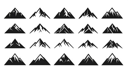Collection of black mountain silhouettes