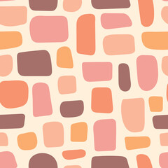 Seamless pattern with abstract shapes in a cool, modern color palette. A trendy design