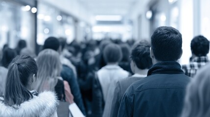Fototapeta premium In the bustling metropolis heart, diverse humanity converges like streams on Cyber Monday's labyrinthine odyssey, questing for technicolor bargains