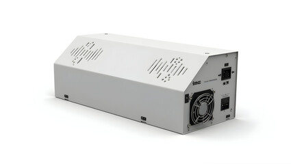 Ecology A smart energy-efficient power supply module, isolated on a white background, designed for green technology branding, eco product visuals (1)