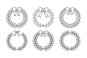 Fototapeta premium Minimal Black and White Holiday Wreaths
