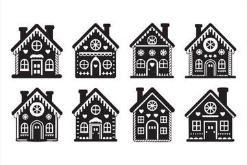 Festive Gingerbread House Illustration Vector Pack