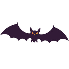 Fototapeta premium Cartoon Bat Silhouette with Orange Eyes and Pointed Ears.