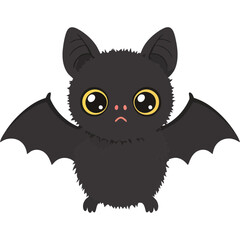 Cartoon Bat with Big Yellow Eyes and Small Pink Nose.