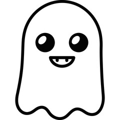 Cartoon Ghost with Big Eyes and Smiling Mouth Illustration.