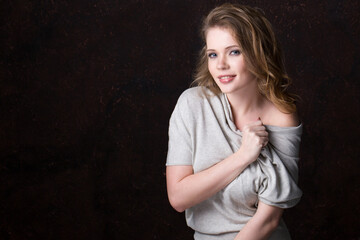 Young smiling Caucasian woman studio shot